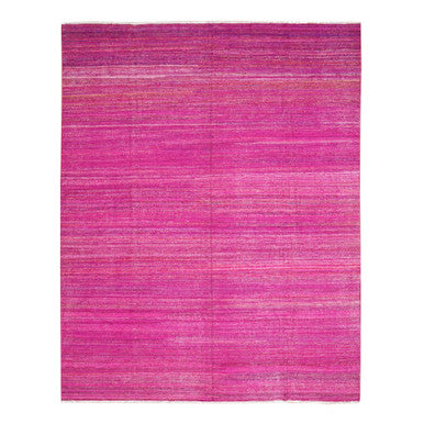 Flat Weave Sari Silk Hand Woven Rug Pink 9.1x11.7 -O075577
