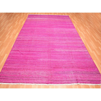 Flat Weave Sari Silk Hand Woven Rug Pink 9.1x11.7 -O075577