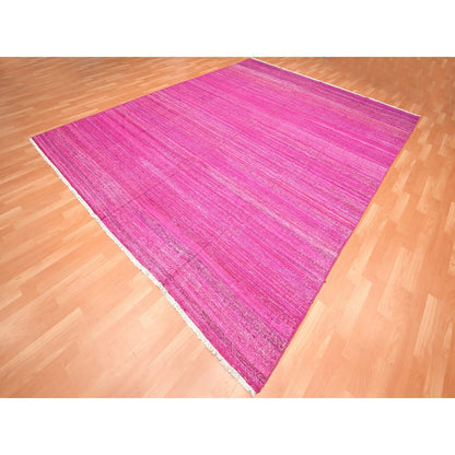 Flat Weave Sari Silk Hand Woven Rug Pink 9.1x11.7 -O075577