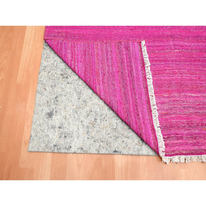 Flat Weave Sari Silk Hand Woven Rug Pink 9.1x11.7 -O075577