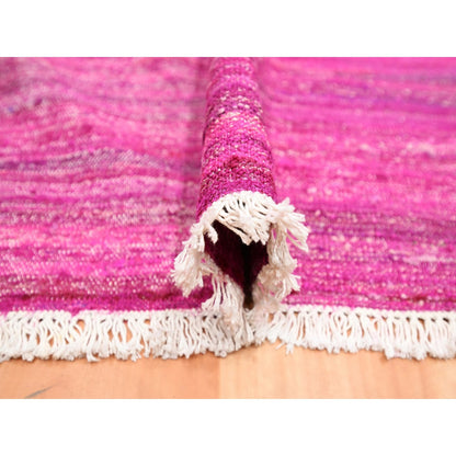 Flat Weave Sari Silk Hand Woven Rug Pink 9.1x11.7 -O075577