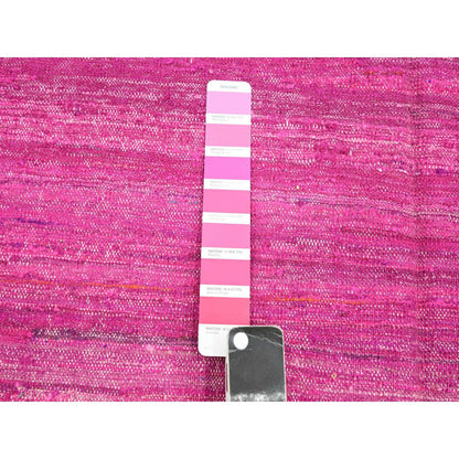 Flat Weave Sari Silk Hand Woven Rug Pink 9.1x11.7 -O075577