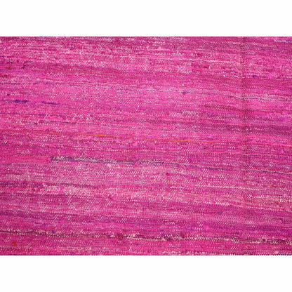 Flat Weave Sari Silk Hand Woven Rug Pink 9.1x11.7 -O075577