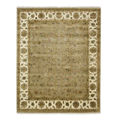 Rajasthan Wool & Silk Hand Knotted Rug Brown 7.10x9.10 -O075579