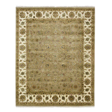 Rajasthan Wool & Silk Hand Knotted Rug Brown 7.10x9.10 -O075579