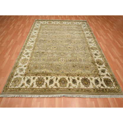 Rajasthan Wool & Silk Hand Knotted Rug Brown 7.10x9.10 -O075579