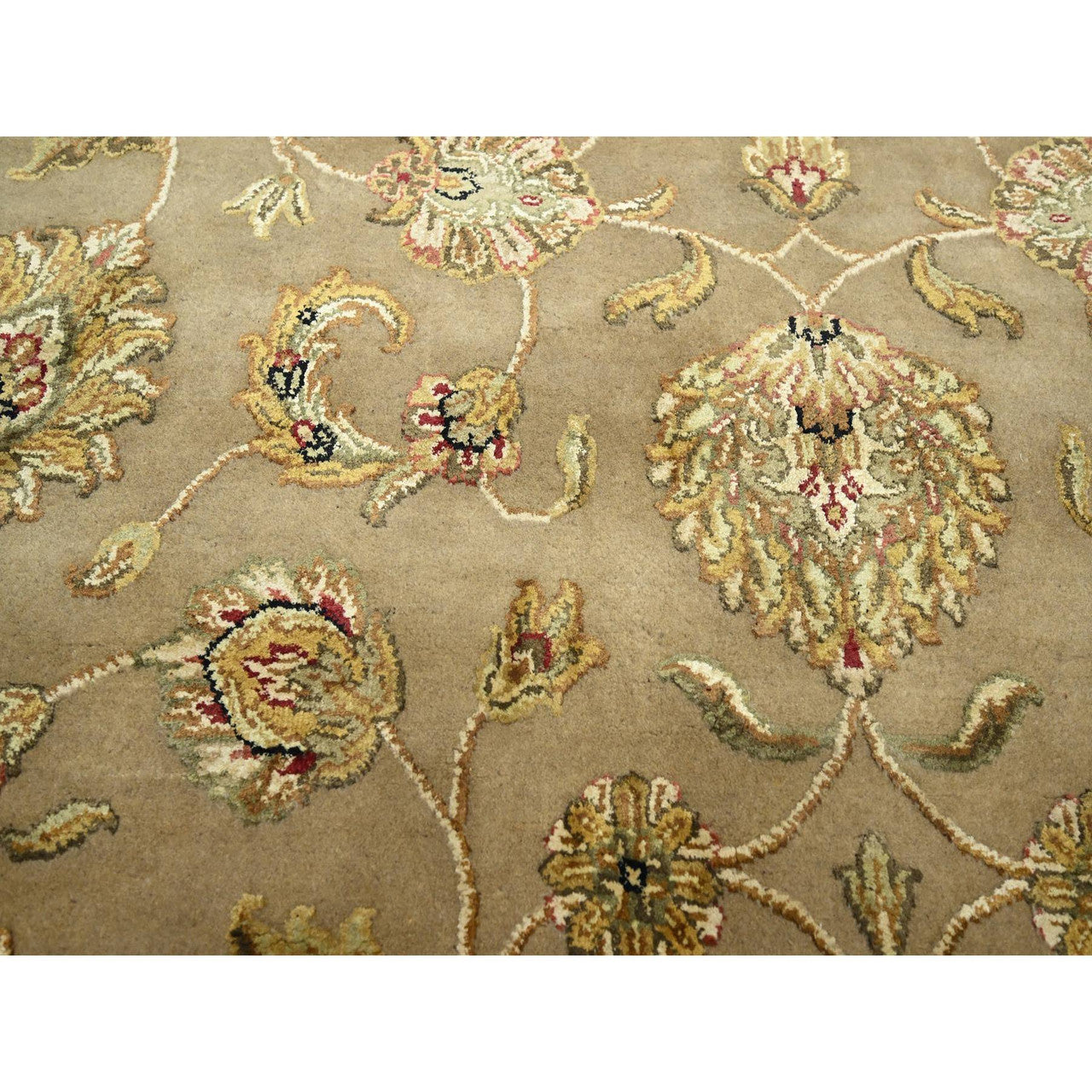 Brown 7'10" x 9'10" Rajasthan Hand knotted Wool/Silk Rug - Sku: O075579