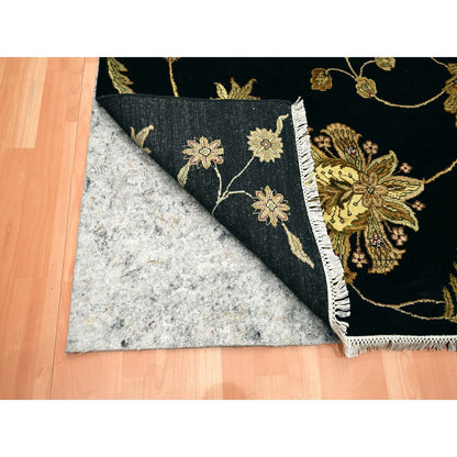 Rajasthan Wool & Silk Hand Knotted Rug Black 8.2x9.11 -O075580
