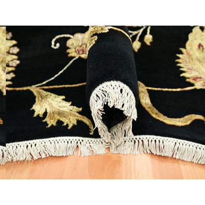 Rajasthan Wool & Silk Hand Knotted Rug Black 8.2x9.11 -O075580