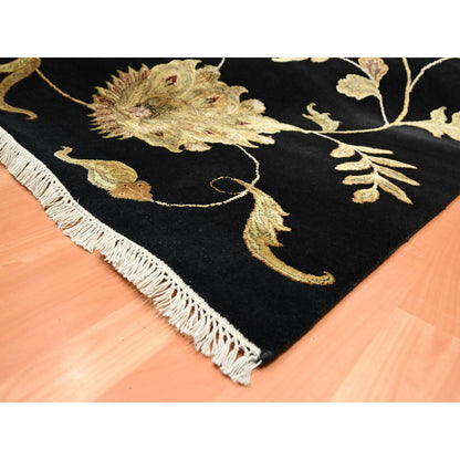 Rajasthan Wool & Silk Hand Knotted Rug Black 8.2x9.11 -O075580