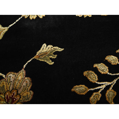 Rajasthan Wool & Silk Hand Knotted Rug Black 8.2x9.11 -O075580