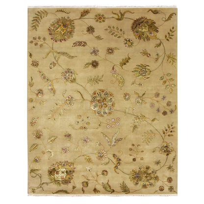 Rajasthan Wool & Silk Hand Knotted Rug Brown 8.0x9.11 -O075581
