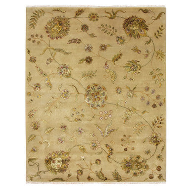 Rajasthan Wool & Silk Hand Knotted Rug Brown 8.0x9.11 -O075581