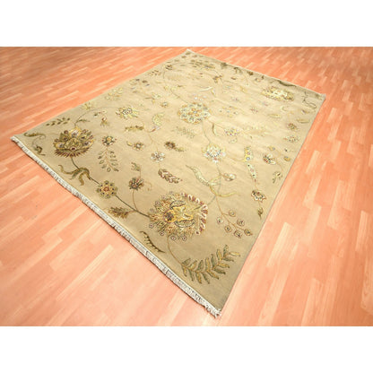 Rajasthan Wool & Silk Hand Knotted Rug Brown 8.0x9.11 -O075581
