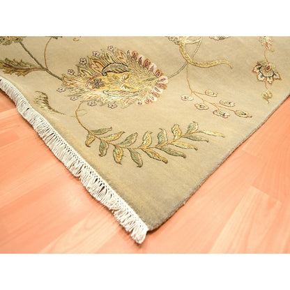 Rajasthan Wool & Silk Hand Knotted Rug Brown 8.0x9.11 -O075581
