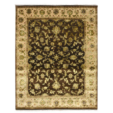 Rajasthan Wool & Silk Hand Knotted Rug Brown 7.10x9.11 -O075582