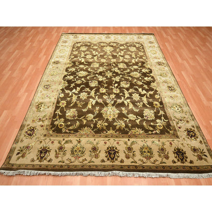 Rajasthan Wool & Silk Hand Knotted Rug Brown 7.10x9.11 -O075582