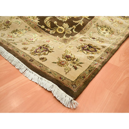 Rajasthan Wool & Silk Hand Knotted Rug Brown 7.10x9.11 -O075582