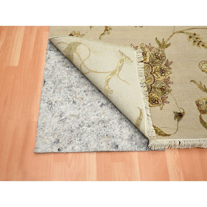 Rajasthan Wool & Silk Hand Knotted Rug Ivory 7.11x9.9 -O075588