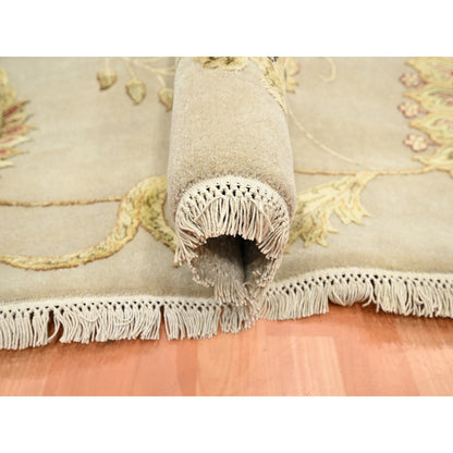 Rajasthan Wool & Silk Hand Knotted Rug Ivory 7.11x9.9 -O075588