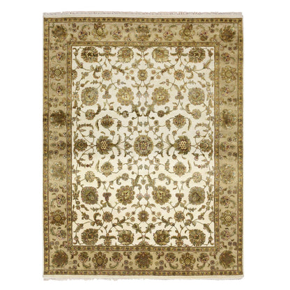 Rajasthan Wool & Silk Hand Knotted Rug Ivory 7.8x10.0 -O075589