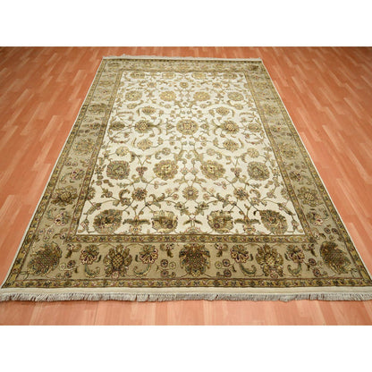 Rajasthan Wool & Silk Hand Knotted Rug Ivory 7.8x10.0 -O075589