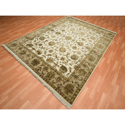Rajasthan Wool & Silk Hand Knotted Rug Ivory 7.8x10.0 -O075589