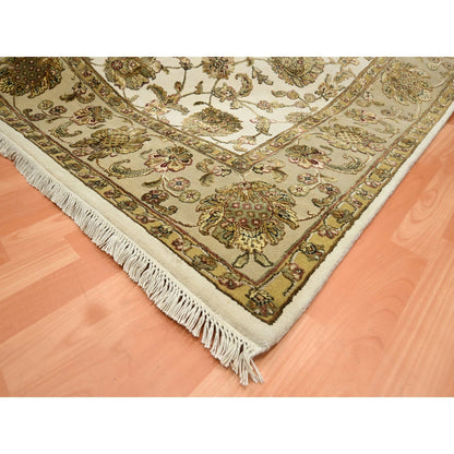 Rajasthan Wool & Silk Hand Knotted Rug Ivory 7.8x10.0 -O075589