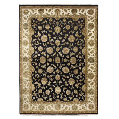 Rajasthan Wool & Silk Hand Knotted Rug Black 8.7x12.1 -O075591