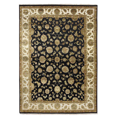 Rajasthan Wool & Silk Hand Knotted Rug Black 8.7x12.1 -O075591