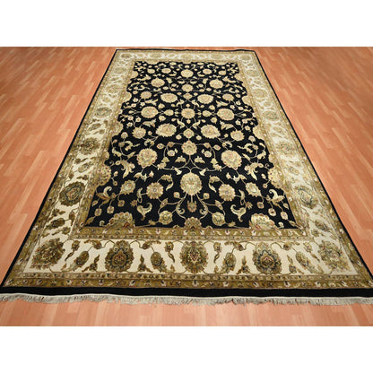 Rajasthan Wool & Silk Hand Knotted Rug Black 8.7x12.1 -O075591