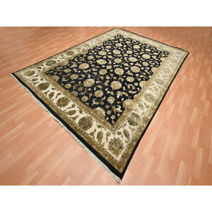 Rajasthan Wool & Silk Hand Knotted Rug Black 8.7x12.1 -O075591