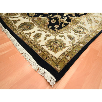 Rajasthan Wool & Silk Hand Knotted Rug Black 8.7x12.1 -O075591