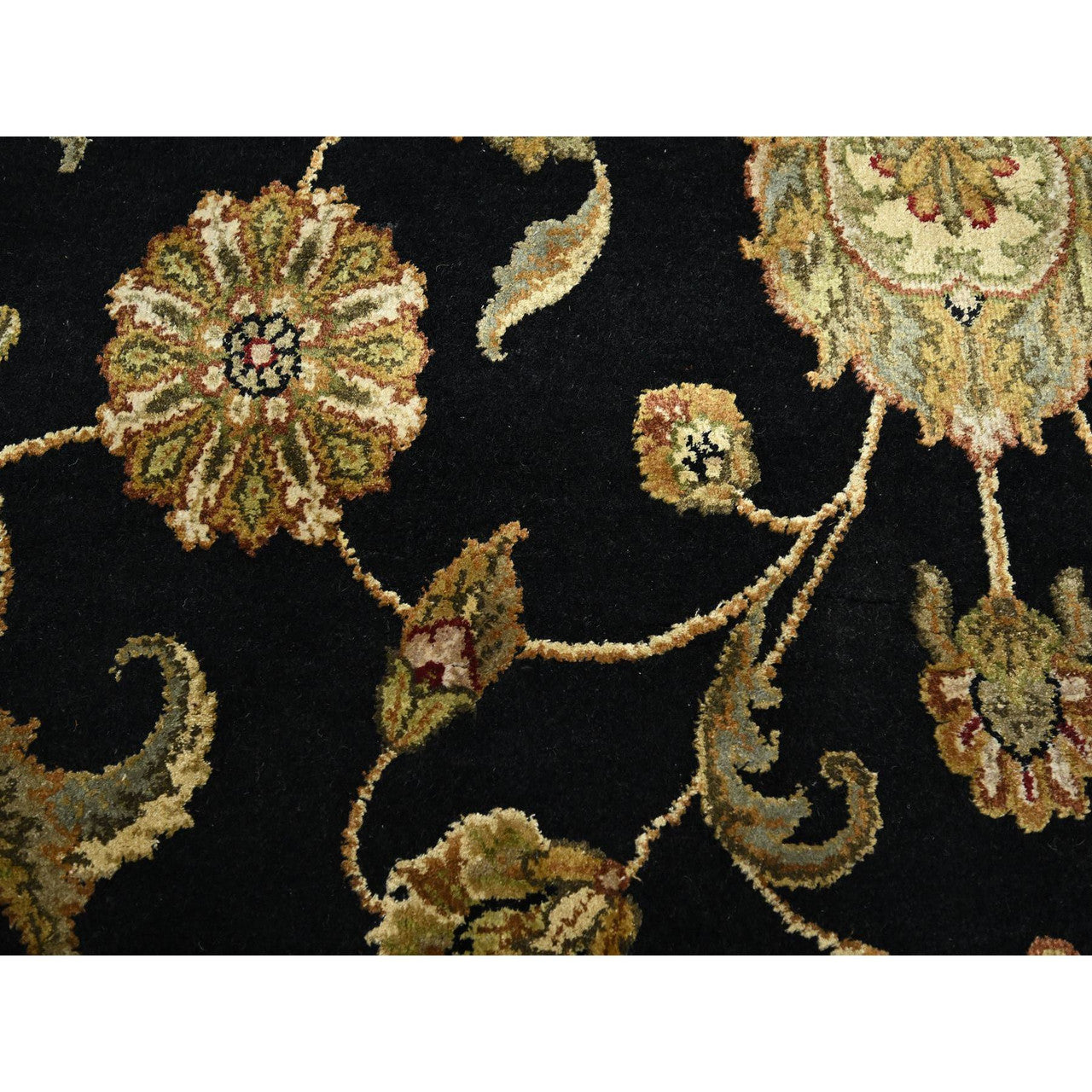 Black 8'7" x 12'1" Rajasthan Hand knotted Wool/Silk Rug - Sku: O075591