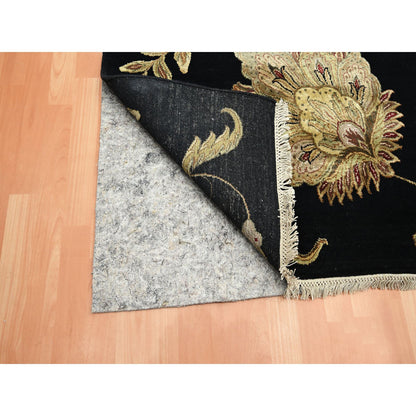 Rajasthan Wool & Silk Hand Knotted Rug Black 9.2x11.8 -O075593