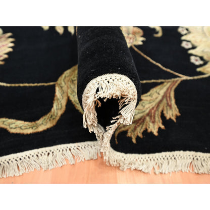 Rajasthan Wool & Silk Hand Knotted Rug Black 9.2x11.8 -O075593