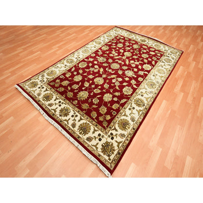 Rajasthan Wool & Silk Hand Knotted Rug Red 5.11x9.2 -O075599
