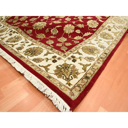Rajasthan Wool & Silk Hand Knotted Rug Red 5.11x9.2 -O075599