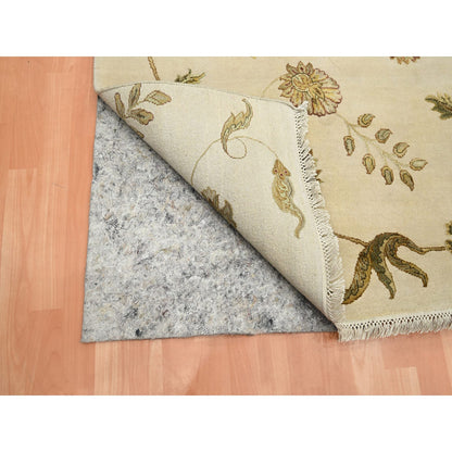 Rajasthan Wool & Silk Hand Knotted Rug Ivory 5.11x8.11 -O075600