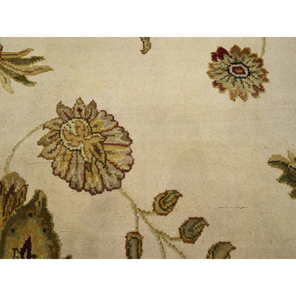 Rajasthan Wool & Silk Hand Knotted Rug Ivory 5.11x8.11 -O075600