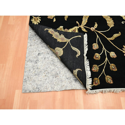 Rajasthan Wool & Silk Hand Knotted Rug Black 6.0x8.10 -O075602