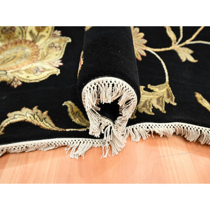 Rajasthan Wool & Silk Hand Knotted Rug Black 6.0x8.10 -O075602