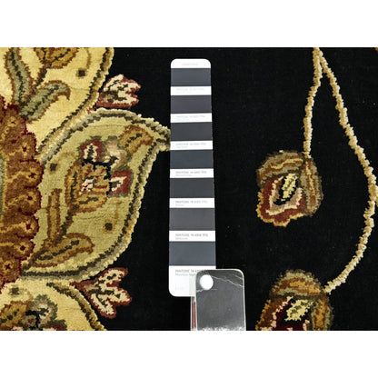 Rajasthan Wool & Silk Hand Knotted Rug Black 6.0x8.10 -O075602
