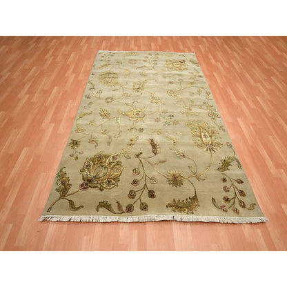 Rajasthan Wool & Silk Hand Knotted Rug Brown 6.0x8.10 -O075603