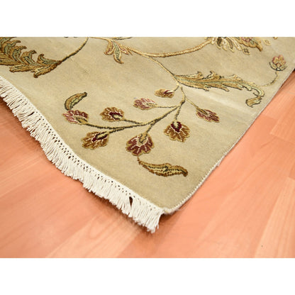 Rajasthan Wool & Silk Hand Knotted Rug Brown 6.0x8.10 -O075603