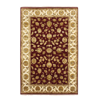 Rajasthan Wool & Silk Hand Knotted Rug Red 5.11x8.11 -O075604