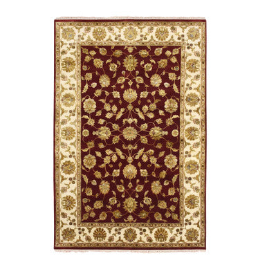 Rajasthan Wool & Silk Hand Knotted Rug Red 5.11x8.11 -O075604