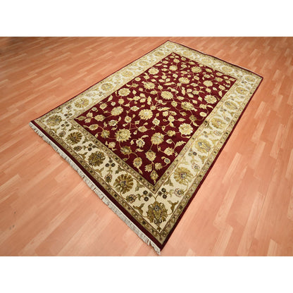 Rajasthan Wool & Silk Hand Knotted Rug Red 5.11x8.11 -O075604