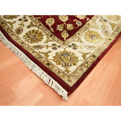 Rajasthan Wool & Silk Hand Knotted Rug Red 5.11x8.11 -O075604