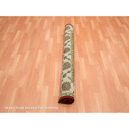 Rajasthan Wool & Silk Hand Knotted Rug Red 4.1x4.11 -O075606